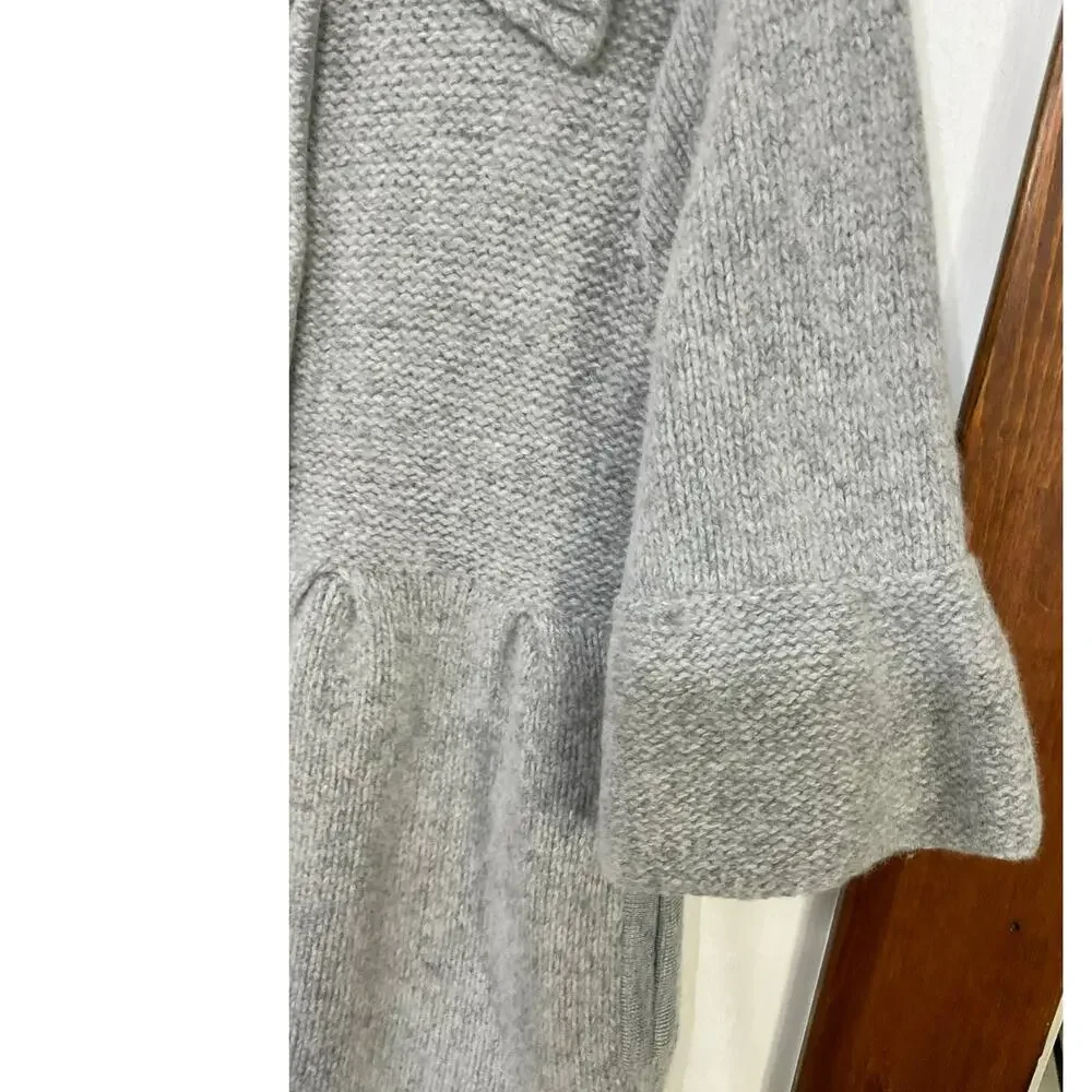 Alice + Olivia Wool/Angora Cardigan Sweater Large Collared Grey Bell Sleeves - Picture 8 of 9